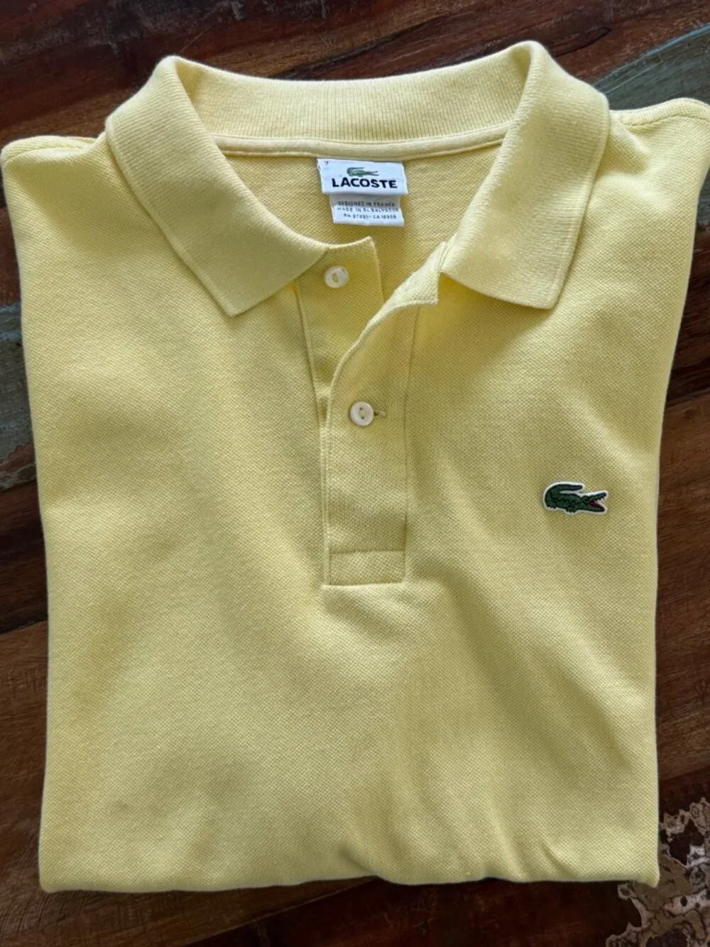 Lacoste Yellow Short Sleeve Polo Size 7‎ XL
